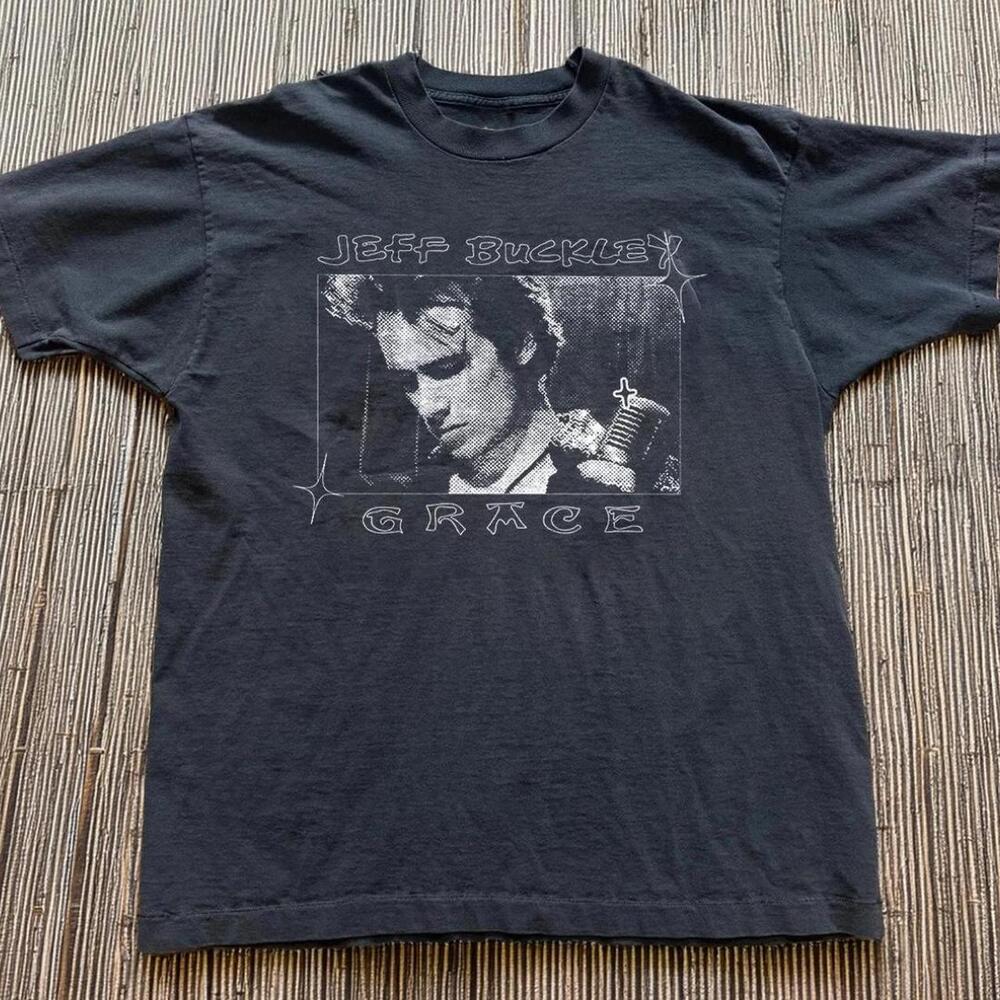 Gildan Men Black T-Shirt Jeff Buckley Grace Black Cotton T-Shirt Reprint